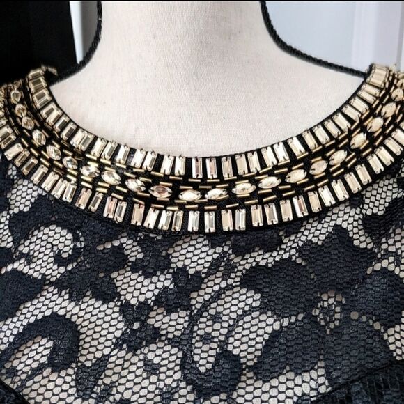 B. Darlin Black Lace Jewelled Backless Mini Dress - Picture 5 of 8